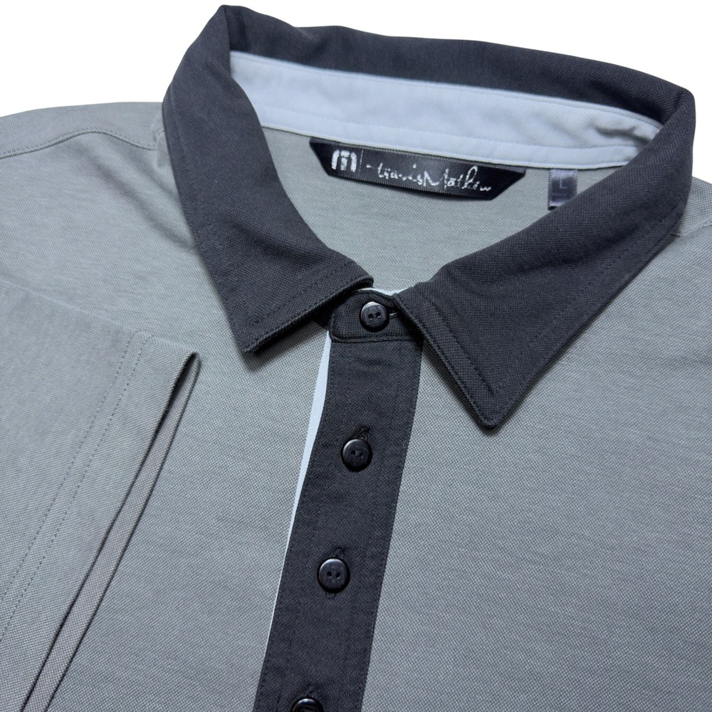 TravisMathew Mens Gray Pima Cotton Blend Short Sleeve Golf Polo Shirt Large